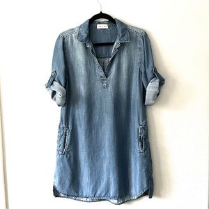 Anthropologie Cloth & Stone Chambray Tencel Denim Shirt Dress